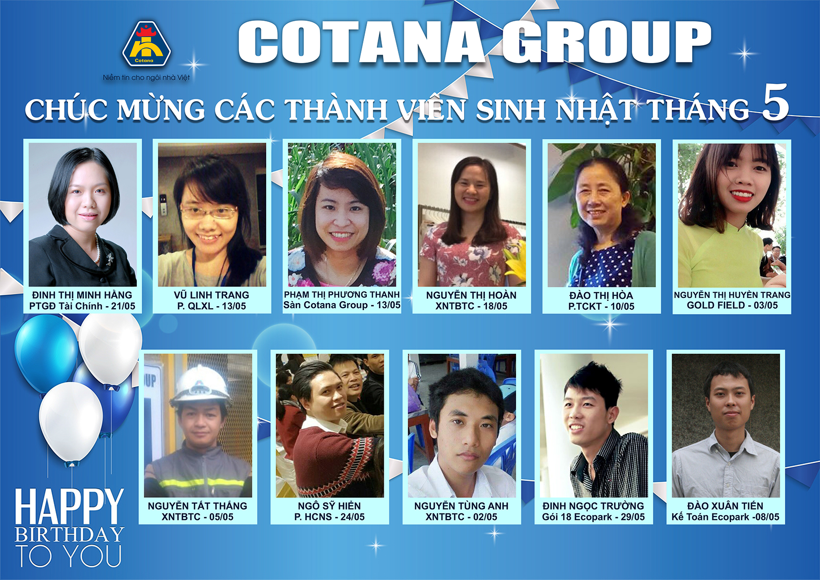 PQR CHÚC MỪNG SINH NHẬT CÁN BỘ CÔNG NHÂN VIÊN THÁNG 52020  PQR